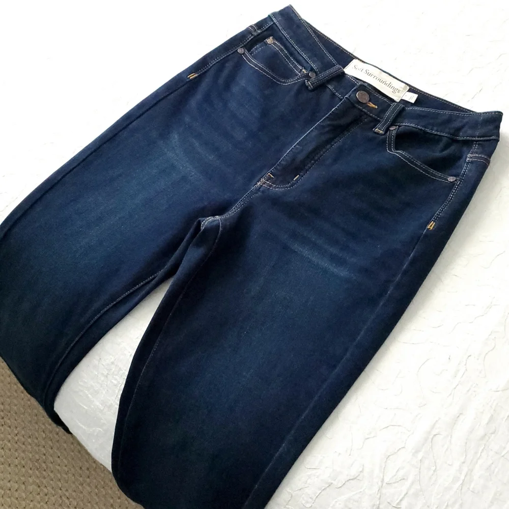 Soft Surroundings High Rise Dark Wash Skinny Jeans, Size 4